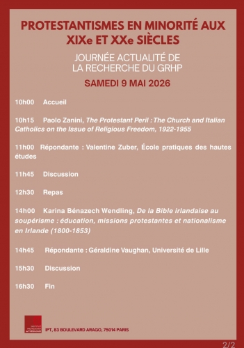 protestantisme, évangéliques, grhp, fpf, Christian Krieger, Claude Dargent, Fabrice Desplan, Fabio Morin, Pierre-Yves Kirschleger, Philippe Gaudin, Philippe Portier, Paolo Zanini, Karina Benazech Wendling, minorité